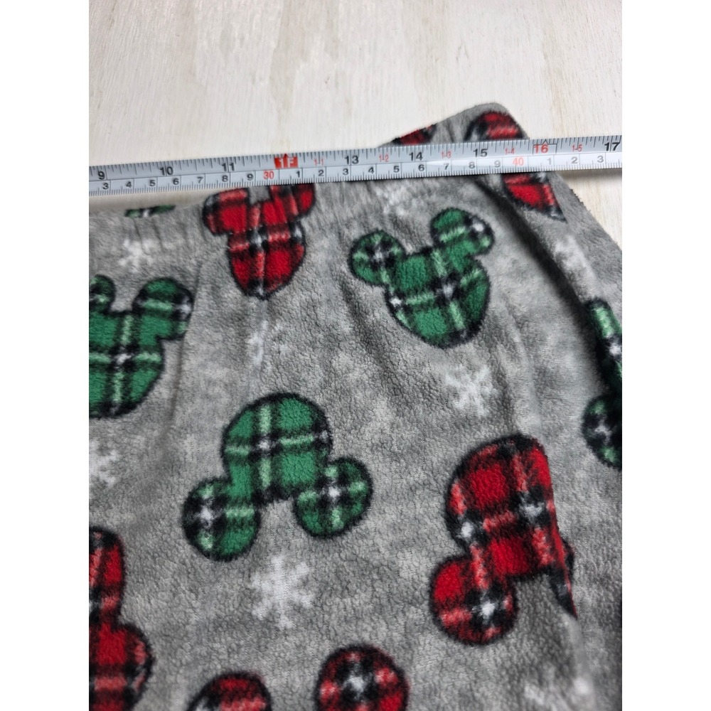 Disney Mickey Mouse Pajama Pants Large Grey Plaid Fleece Christmas Holiday Sleep - Picture 3 of 5
